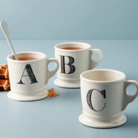 ANTHROPOLOGIE “N” CLASSIC MONOGRAM INITIAL COFFEE MUG - Picture 2 of 7